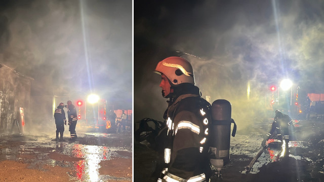 Mutfak tezgahı imalathanesinde çıkan yangın söndürüldü